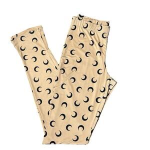 Votique Crescent Moon Leggings Womens Size L Silky Taupe Black Magical Witchy